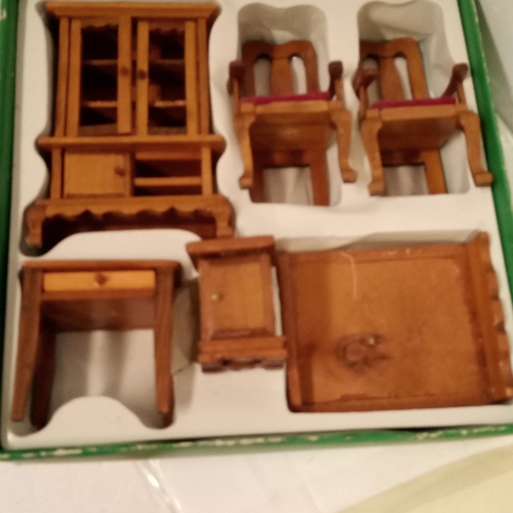 Vintage Wooden Dollhouse Furniture, Dark Brown  NIB